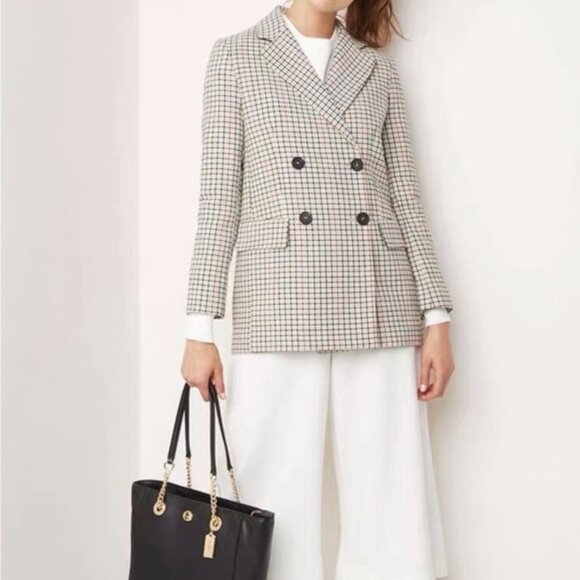 Maje Voldi Checked Double-Breasted Blazer Size 36 Small - Picture 4 of 7